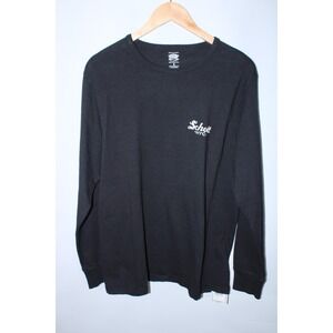 NWT Schott NYC Men's Large Black Long Sleeve Round Neck Perfecto T-Shirt